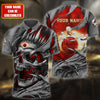 BlueJose Bowling Skull Pattern Multicolor Customized Name 3D Polo Shirt