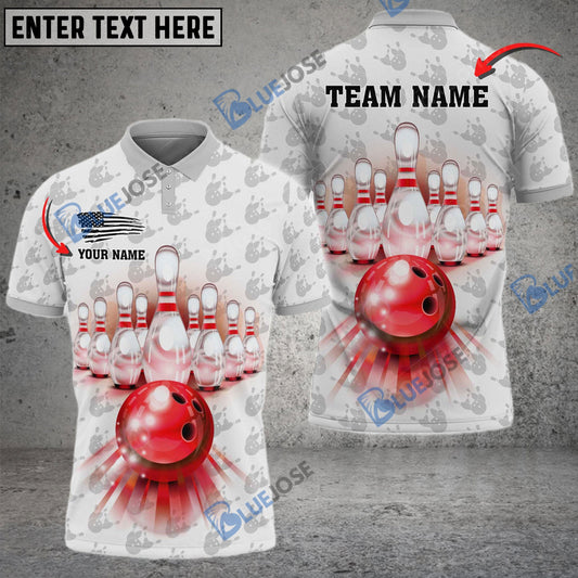 BlueJose Bowling And Pins American Pattern Multicolor Customized Name 3D Shirt (4 Colors)