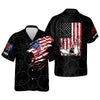 BlueJoses USA Flag Patriotic Button-Down Personalized Name Hawaiian Shirt