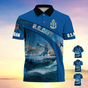 BlueJose Premium U.S Navy Veteran Polo Shirt