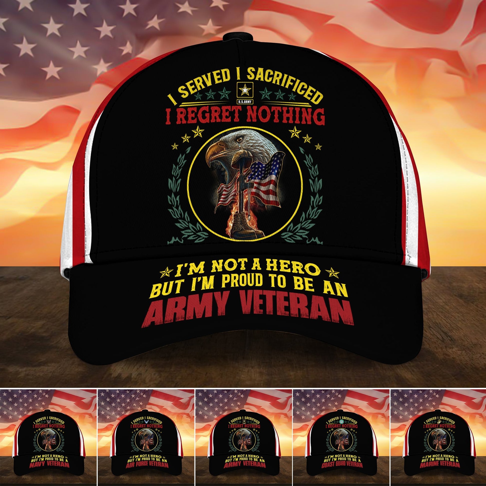BlueJose Premium U.S Multiple Service Veteran 3D Cap PVC220202