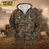 BlueJose Premium Personalised US Veteran Zip Hoodie Fleece