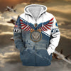 BlueJose Premium Multiple Services US Veteran Zip Hoodie