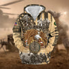 BlueJose Premium Proudly Served Multiservice US Veteran Zip Hoodie