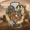 BlueJose Premium Proudly Served Multiservice US Veteran Zip Hoodie