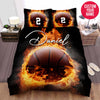 BlueJose Personalized Basketball With Fire Close-Up Custom Name Duvet Cover Bedding Set