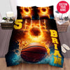 BlueJose Personalized Basketball Ball With Fire Background Custom Name Duvet Cover Bedding Set