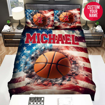 BlueJose Personalized Basketball Best Gift For Basketball Lovers Custom Name Duvet Cover Bedding Set