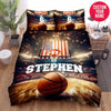BlueJose Personalized Basketball Ball With American Flag On Stadium Duvet Cover Bedding Set
