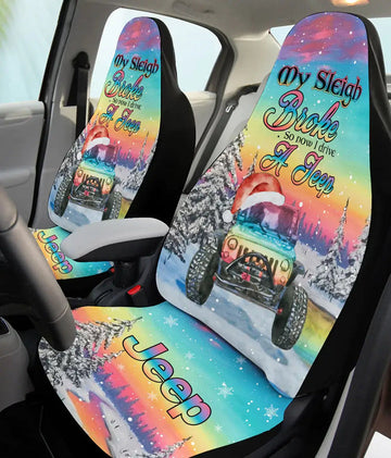 BlueJose My Sleigh Broke Jeep Winter Car Seat Cover