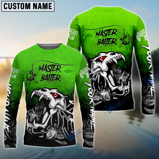BlueJose Master Baiter Green Custom Name Fishing Shirt