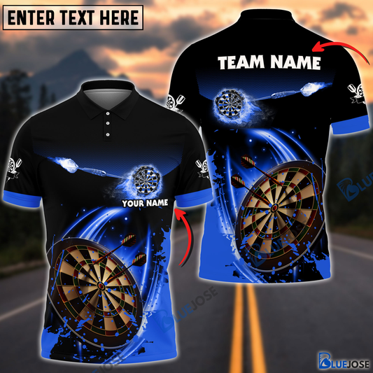 BlueJose Blue Fire Darts Personalized Name, Team Name Shirt