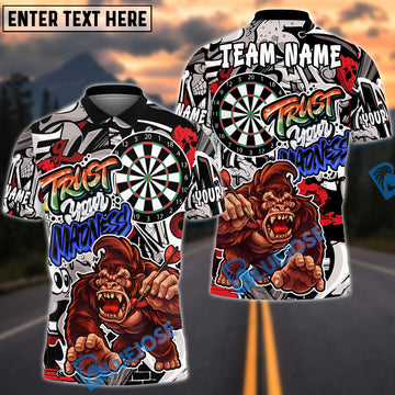 BlueJose Darts Gorilla Power Action Art Trust Your Madness Multicolor Options Personalized Name Shirt (4 Colors)
