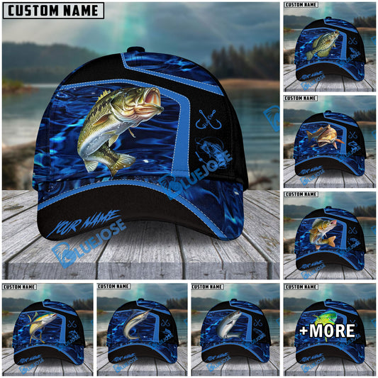 BlueJose Fishing Blue Water Outdoor Personalized Name Classic 3D Cap (13 Breeds)