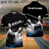 BlueJose Bowling And Pins Basic White Black Customized Name 3D Shirt ( 6 Colors)