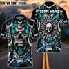 BlueJose Darts Skull Flame Bone Dartboard Personalized Name, Team Name Shirt (4 Colors)