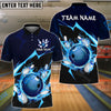 BlueJose Bowling And Pins Thunder Strike Down Customized Name 3D Shirt (6 Colors)