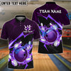 BlueJose Bowling And Pins Thunder Strike Down Customized Name 3D Shirt (6 Colors)