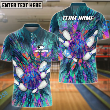 BlueJose Bowling And Pins Magic Art Customized Name 3D Shirt (4 Colors)