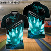 BlueJose Bowling And Pins Flame Dot Strike Customized Name 3D Shirt (4 Colors)