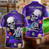 BlueJose Billiards Ball 8 Skull Lightning Personalized Name & Team Name Shirt (4 Colors)