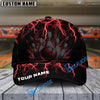 BlueJoses Bowling And Pins Thunder Storm Pattern Multicolor Personalized Name Cap