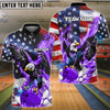 BlueJose Bowling And Pins Flame Eagle American Flag Customized Name, Team Name 3D Shirt (4 Colors)