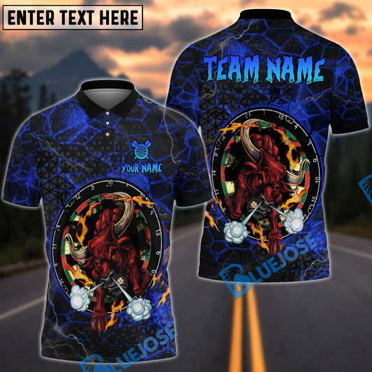 BlueJose Darts Fire Red Bull Personalized Name, Team Name Shirt (4 Colors)