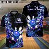 BlueJose Bowling And Pins Butterfly Flow Customized Name, Team Name 3D Shirt (4 Colors)