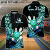 BlueJose Bowling And Pins Butterfly Flow Customized Name, Team Name 3D Shirt (4 Colors)