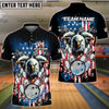 BlueJose Bowling And Pins American Flag Eagle Camo Ball Customized Name, Team Name 3D Shirt (4 Colors)
