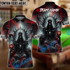 BlueJose Billiards Ball 8 Pool Skull Hell Throne Personalized Name & Team Name Shirt (4 Colors)