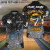 BlueJose Bowling And Pins Funny Cartoon Shark, Bubble Design Customized Name 3D Shirt (4 Colors)
