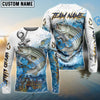 Bluejose Striped Bass Fishing Anchor Ocean Splash Design Name & Team Name 3D Shirts
