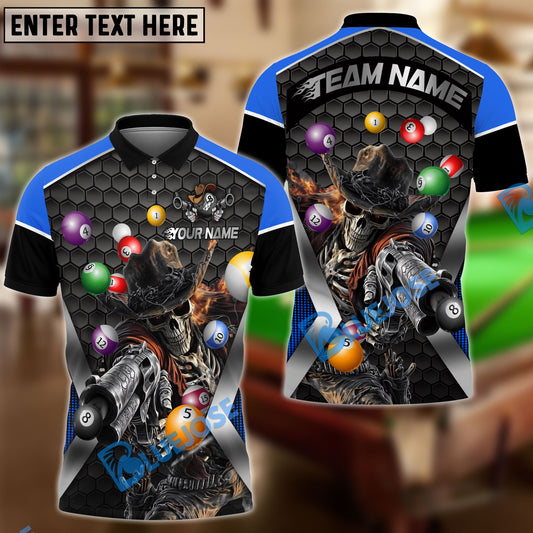 BlueJose Billiards Ball 8 Skull Gunslinger Personalized Name Shirt (4 Colors)