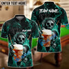 BlueJose Billiards Ball 8 Fire Skull Beer Personalized Name, Team Name Shirt (6 Colors)