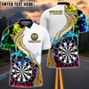 BlueJose Darts White Multicolor Golden Smoke Pattern Personalized Name Shirt
