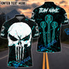 BlueJose Darts Triple Arrow Punisher Skull Personalized Name, Team Name Shirt (4 Colors)