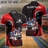 BlueJose Bowling And Pins Golden Splash Customized Name, Team Name 3D Shirt (4 Colors)
