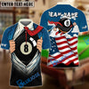 BlueJose Billiards Super Ball 8 Flag Customized Name, Team Name 3D Shirt