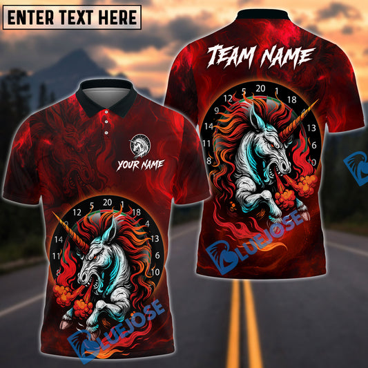 BlueJose Darts Unicorn Magic Smoke DartBoard Design Personalized Name, Team Name Shirt (6 Colors)