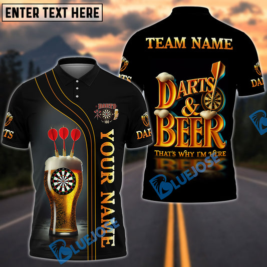 BlueJose Darts & Beer That's Why I'm Here Personalized Name Shirt
