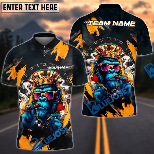 BlueJose Darts King Ape Dartboard Customized Name, Team Name 3D Shirt (4 Colors)