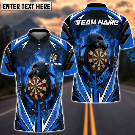 BlueJose Darts Flaming Dartboard Champion Customized Name, Team Name 3D Shirt (4 Colors)