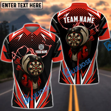 BlueJose Darts Lightning Dartboard Character Customized Name, Team Name 3D Shirt (4 Colors)