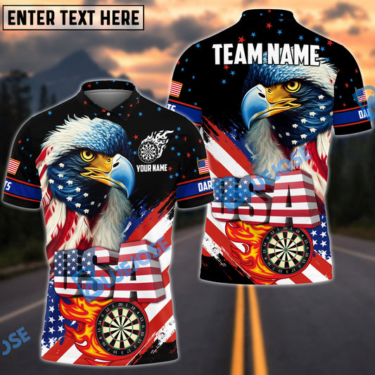 BlueJose Darts Eagle Flag Star Customized Name, Team Name 3D Shirt (4 Colors)