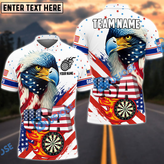 BlueJose Darts Eagle Flag Star Customized Name, Team Name 3D Shirt (4 Colors)