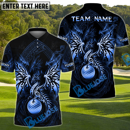BlueJose Dragon Fairway Golf Polo Customized Name, Team Name 3D Shirts (4 Colors)