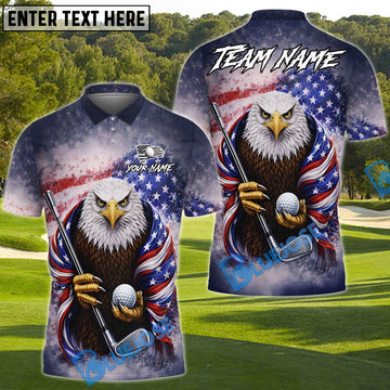 BlueJose Patriot Eagle Golf Polo Customized Name, Team Name Shirts