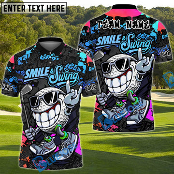 BlueJose Smile & Swing Urban Golf Polo Shirt Customized Name, Team Name 3D Shirts (4 Colors)